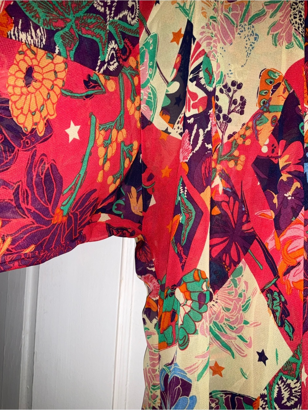 LuLaRoe Coral Floral Open Cardigan - Picture 4 of 6